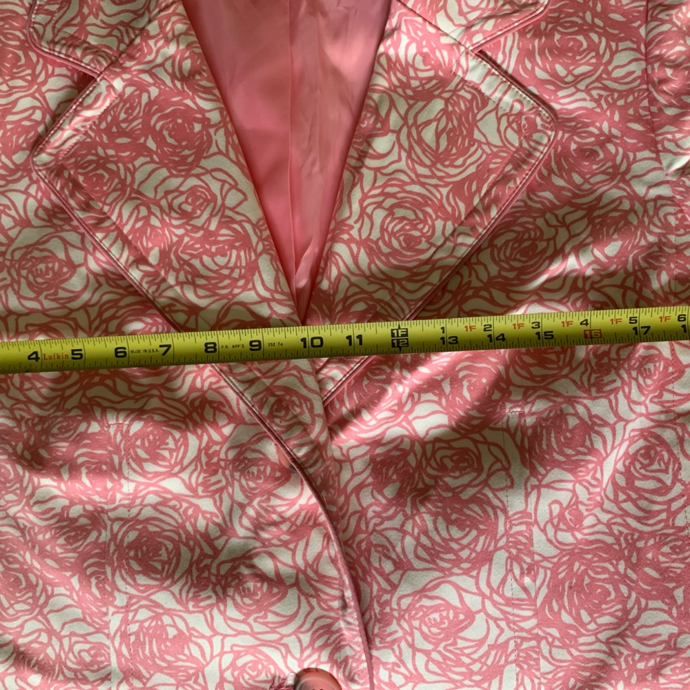 NEW Gallery women’s spring summer trench coat roses printed pinky white size L